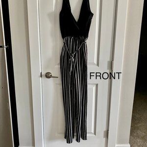 Mikey & Joey Striped Jumpsuit with Tie